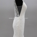 illusion Sleeveless African Mermaid Lace Applique Trumpet Wedding Gowns Sweep Train Bridal Dresses